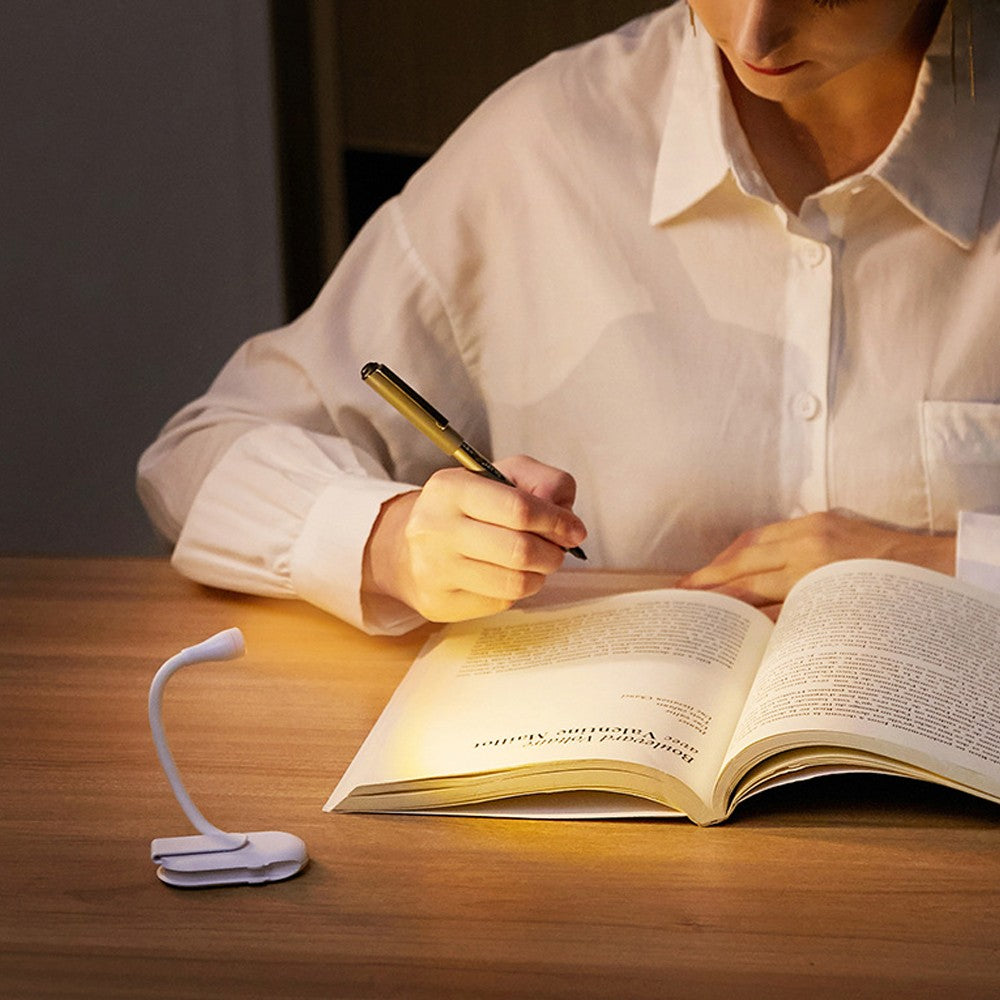 1Pc LED Reading Light Clip-On Book Lamp Portable USB Rechargeable Book Light