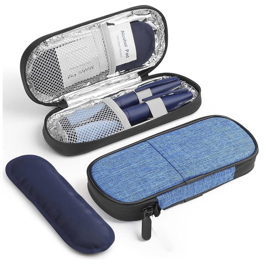 1Pc Travel Insulin Cooler Bag Diabetic Medication Protective Case - Blue