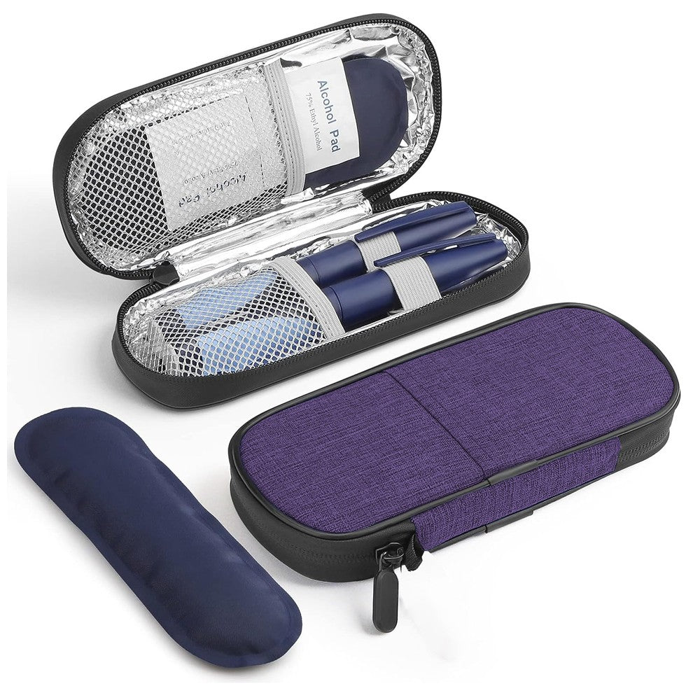 1Pc Travel Insulin Cooler Bag Diabetic Medication Protective Case - Purple