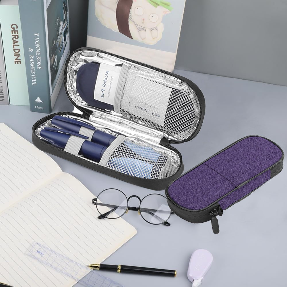 1Pc Travel Insulin Cooler Bag Diabetic Medication Protective Case - Purple