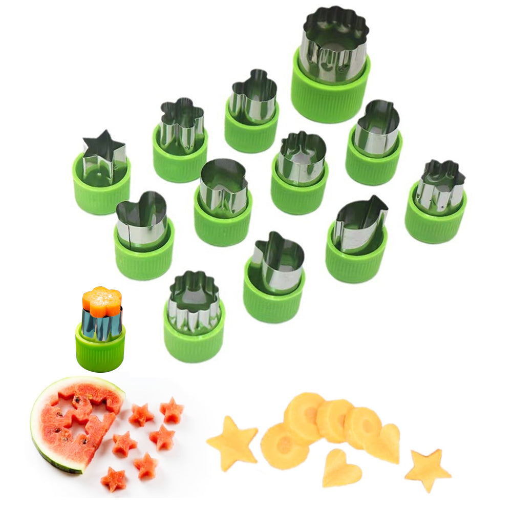 Vegetable Cutter Shapes Set Bread Cutter Set Fruit Cutter Cookie Mold Green