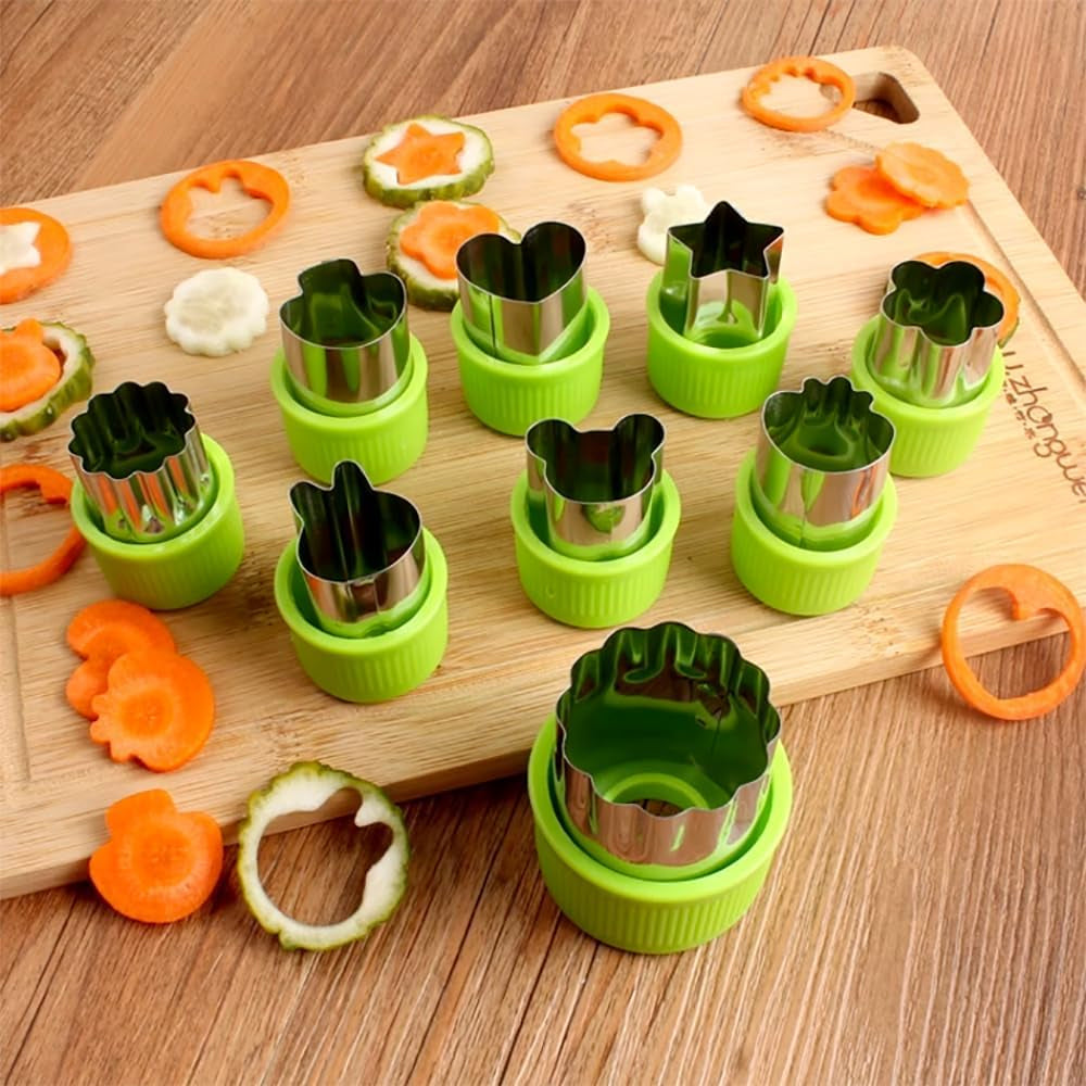 Vegetable Cutter Shapes Set Bread Cutter Set Fruit Cutter Cookie Mold Green