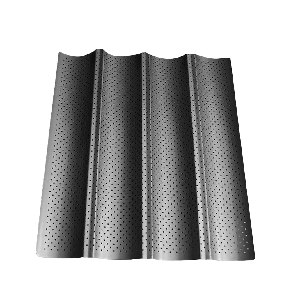 2XNon-Stick Perforated Baguette Pan Baguette Bake French Bread Baking Tray Black