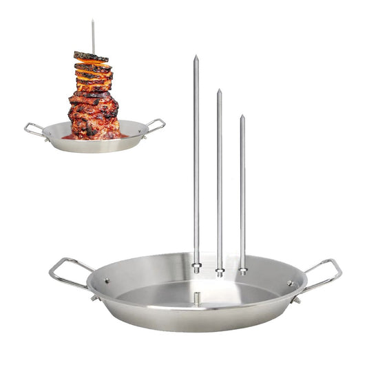 1Pc Stainless Steel BBQ Vertical Skewer Al Pastor Skewer Stand with 3 Spikes