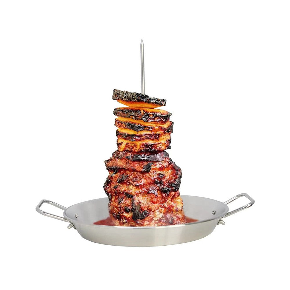 2Pcs Stainless Steel BBQ Vertical Skewer Al Pastor Skewer Stand with 6 Spikes