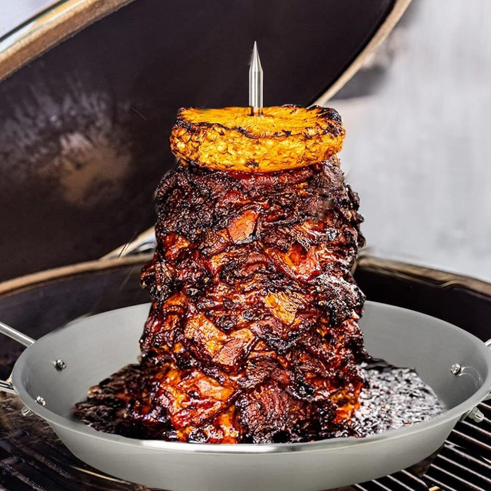 2Pcs Stainless Steel BBQ Vertical Skewer Al Pastor Skewer Stand with 6 Spikes