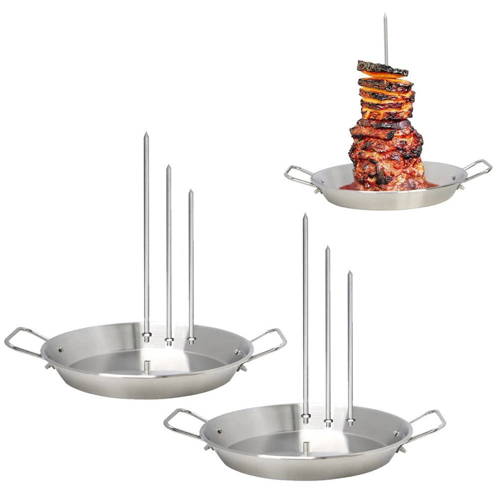 2Pcs Stainless Steel BBQ Vertical Skewer Al Pastor Skewer Stand with 6 Spikes