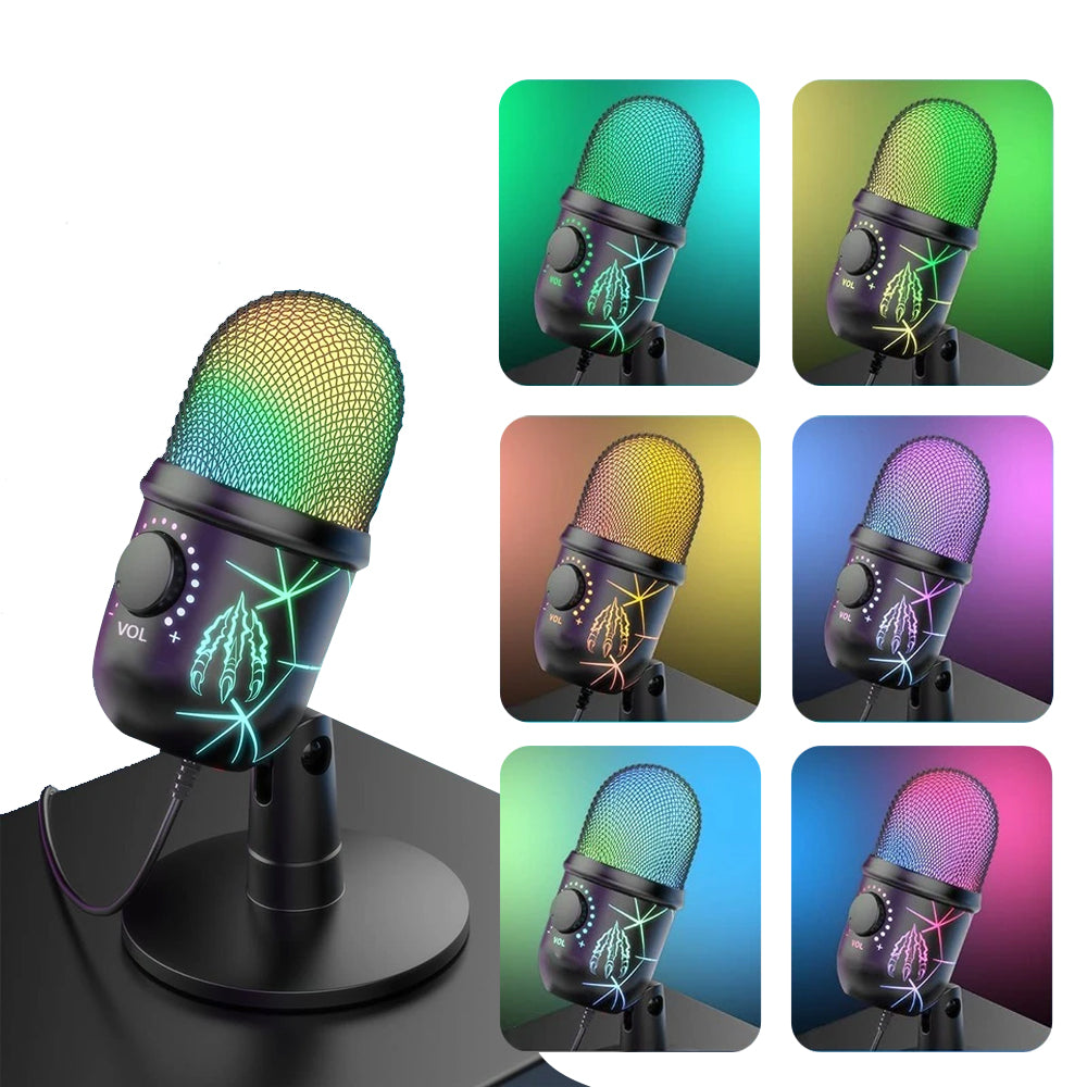 USB Microphone Gaming Recording Podcast Live Broadcast Luminous Microphone RGB