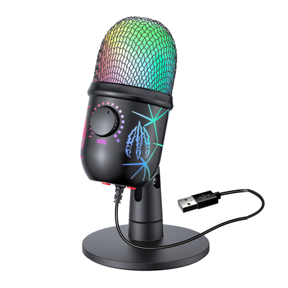 USB Microphone Gaming Recording Podcast Live Broadcast Luminous Microphone RGB