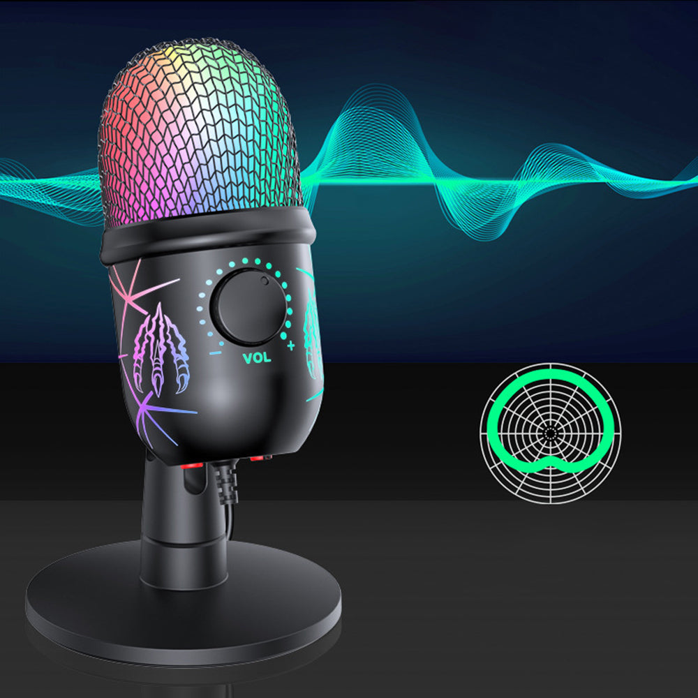 USB Microphone Gaming Recording Podcast Live Broadcast Luminous Microphone RGB