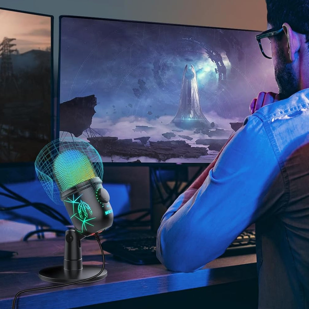 USB Microphone Gaming Recording Podcast Live Broadcast Luminous Microphone RGB