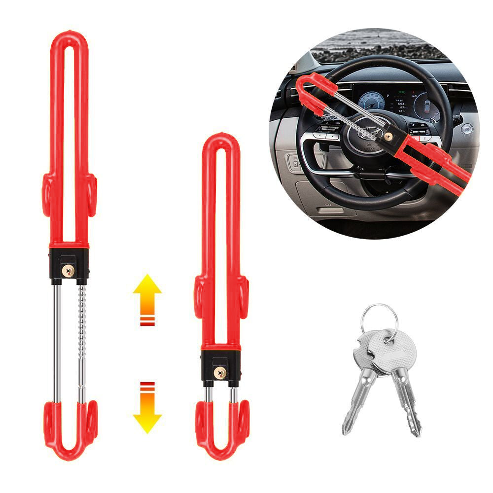 Double Hook Steering Wheel Lock Anti-Theft Security System Car Lock Red