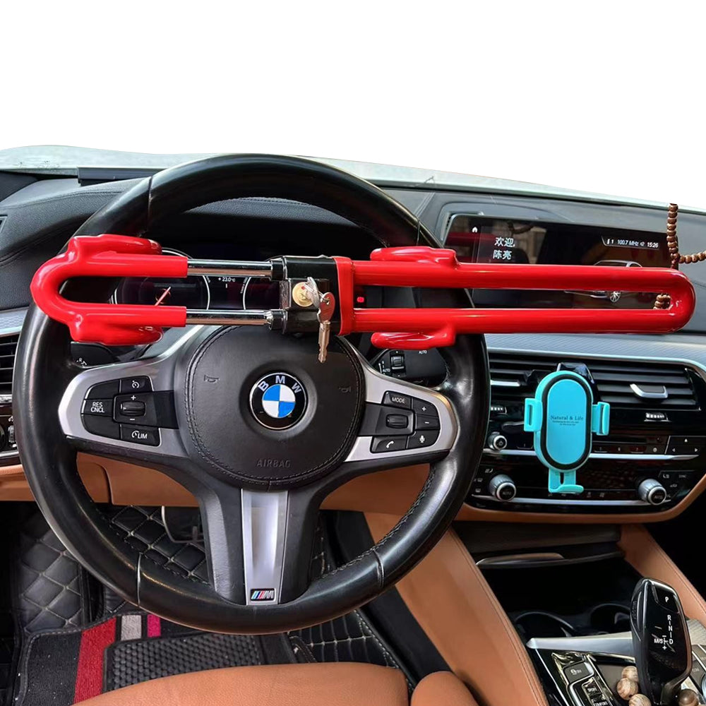 Double Hook Steering Wheel Lock Anti-Theft Security System Car Lock Red