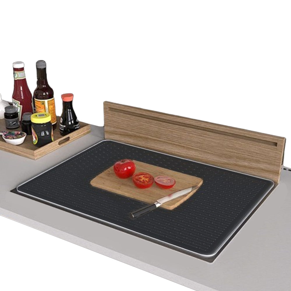 Silicone Stove Top Cover for Electric Stove Glass Stove Cover Drying Mat Black