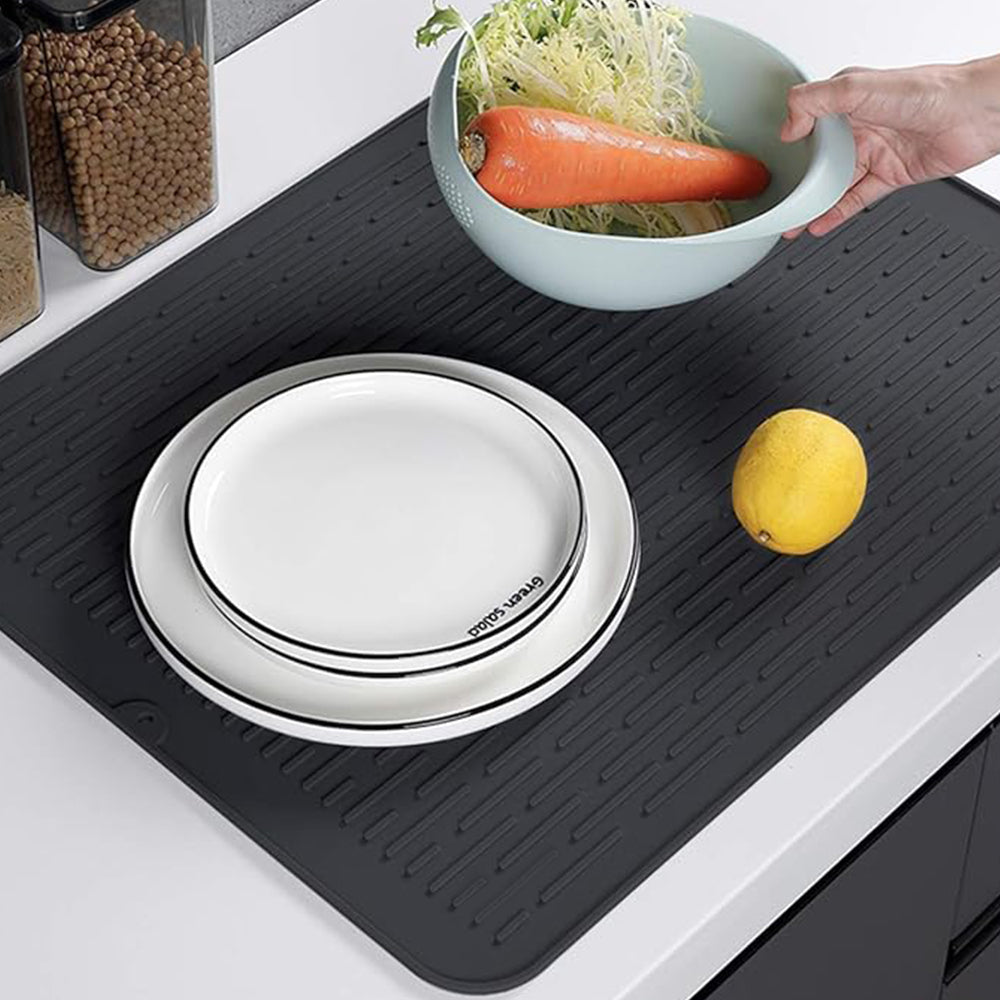 Silicone Stove Top Cover for Electric Stove Glass Stove Cover Drying Mat Black
