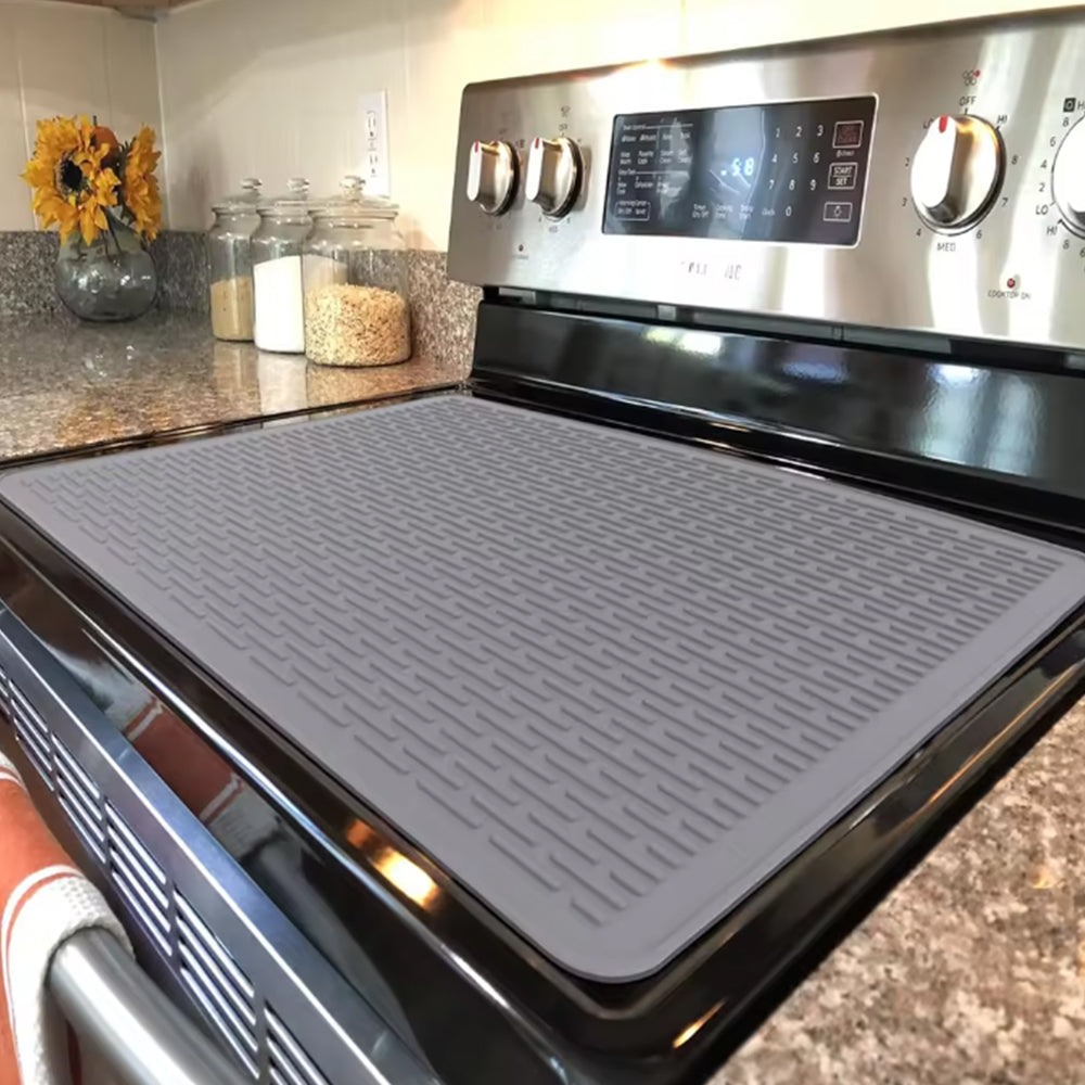 Silicone Stove Top Cover for Electric Stove Glass Stove Cover Drying Mat Grey