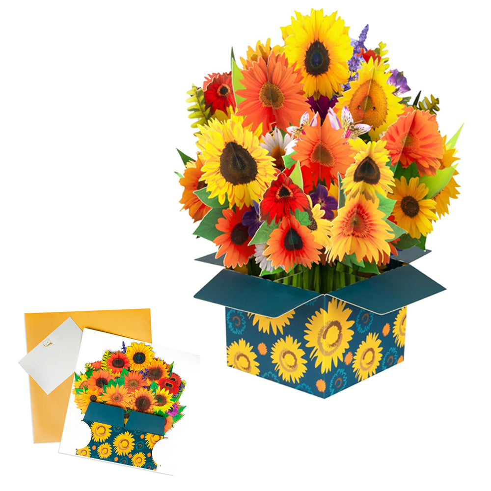 Pop-up Flower Bouquet Card Mother's Day 3D Blossom Paper Card Greeting Cards ST1