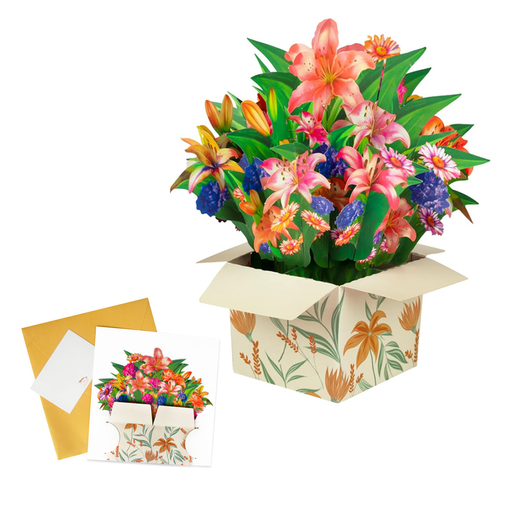 Pop-up Flower Bouquet Card Mother's Day 3D Blossom Paper Card Greeting Cards ST2