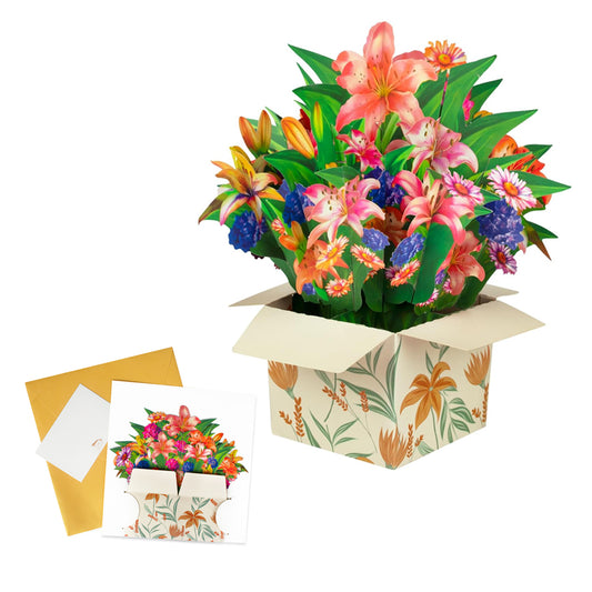 Pop-up Flower Bouquet Card Mother's Day 3D Blossom Paper Card Greeting Cards ST2