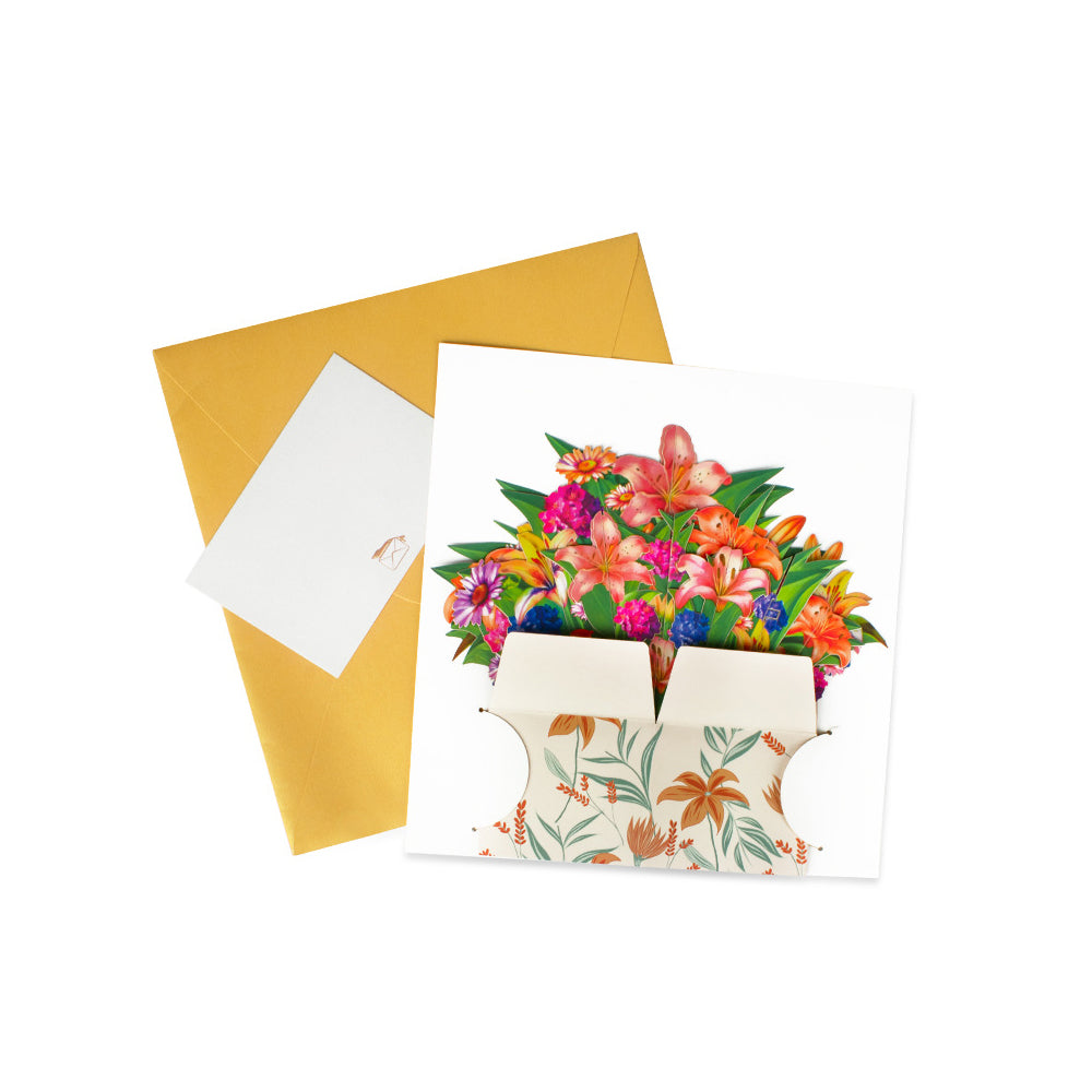Pop-up Flower Bouquet Card Mother's Day 3D Blossom Paper Card Greeting Cards ST2