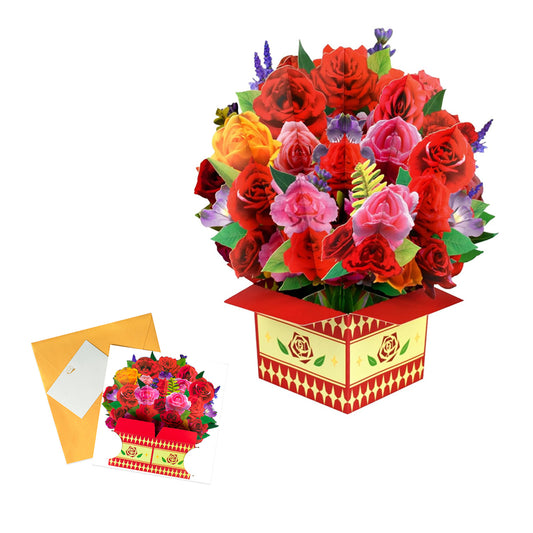 Pop-up Flower Bouquet Card Mother's Day 3D Blossom Paper Card Greeting Cards ST4