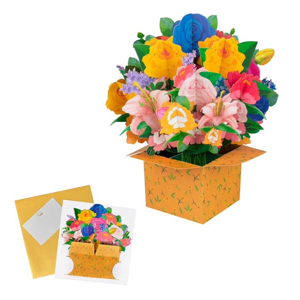 Pop-up Flower Bouquet Card Mother's Day 3D Blossom Paper Card Greeting Cards ST5