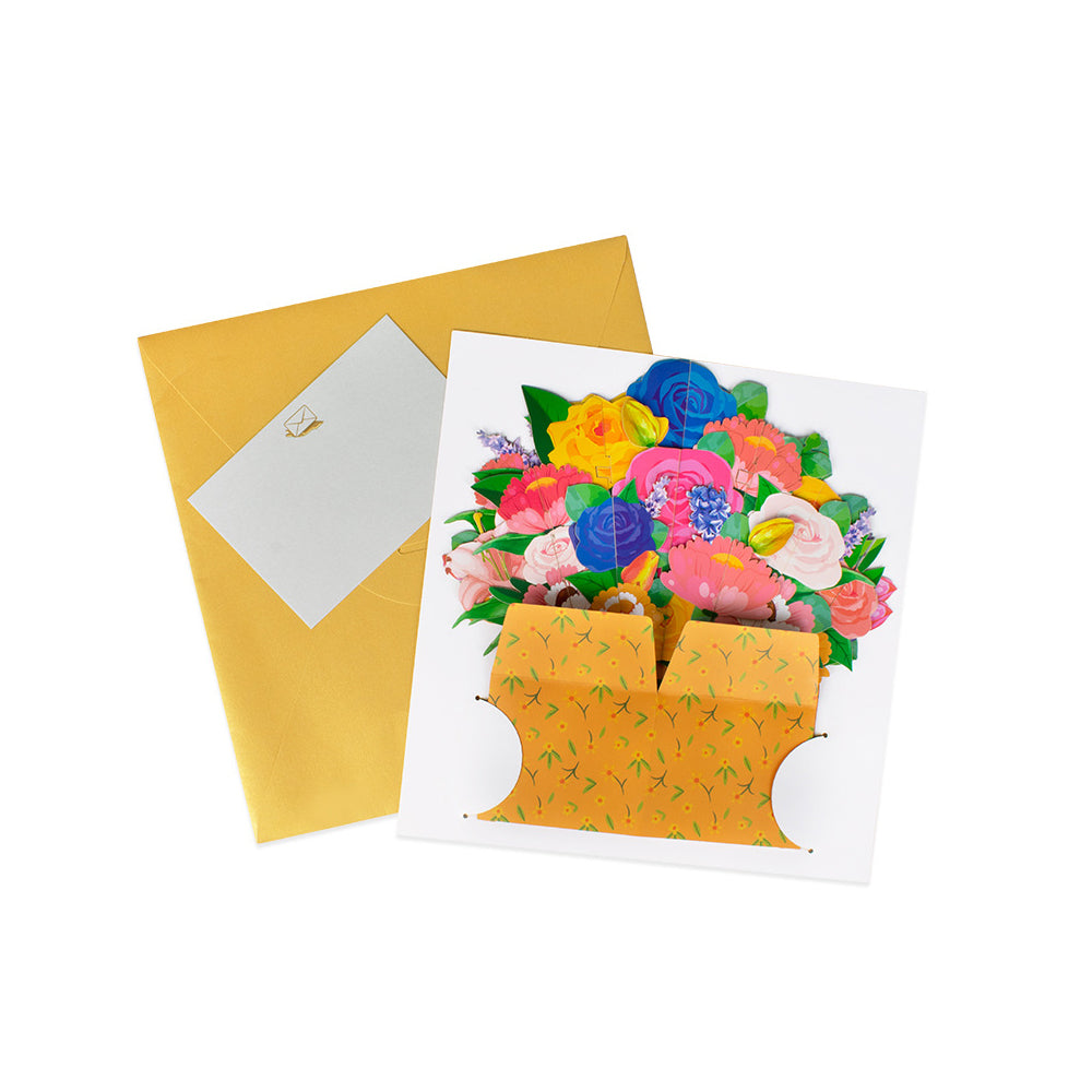 Pop-up Flower Bouquet Card Mother's Day 3D Blossom Paper Card Greeting Cards ST5