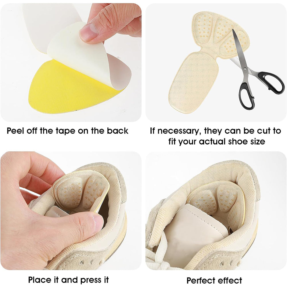 2 Pairs Mesh Adhesive Heel Grips Inserts Heel Cushion Pads Beige