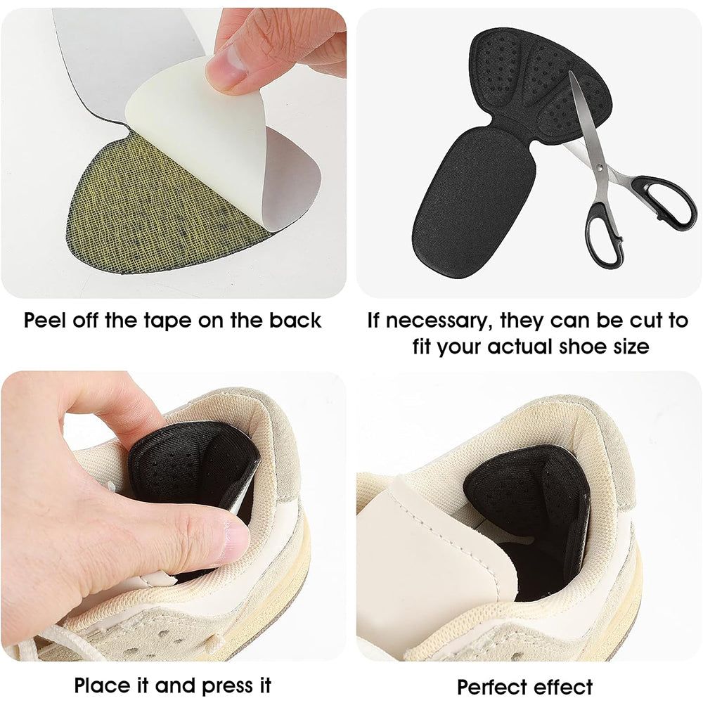 2 Pairs Mesh Adhesive Heel Grips Inserts Heel Cushion Pads Black