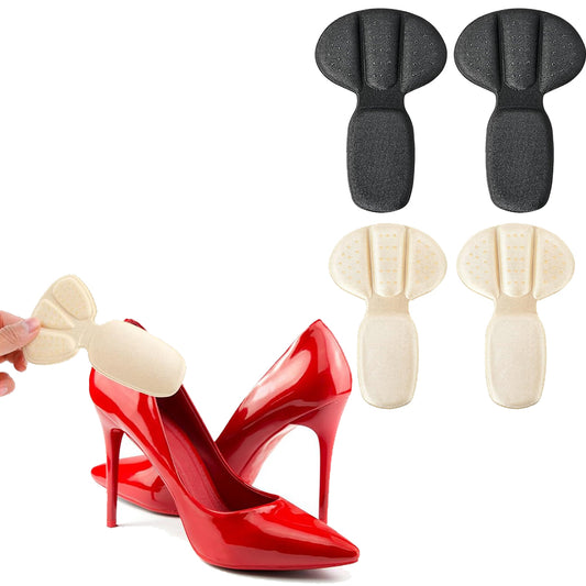 2 Pairs Mesh Adhesive Heel Grips Inserts Heel Cushion Pads Beige Black