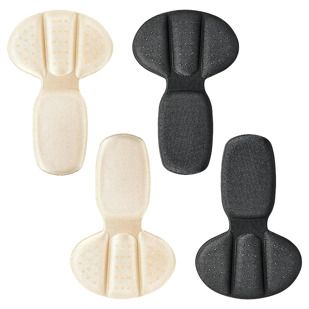 2 Pairs Mesh Adhesive Heel Grips Inserts Heel Cushion Pads Beige Black