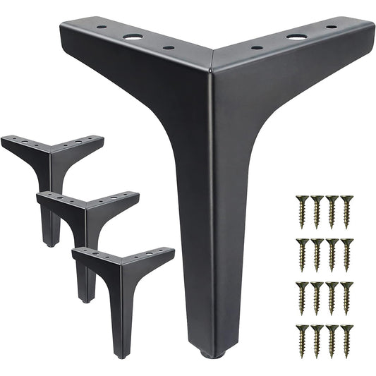 4Pcs Metal Furniture Legs Triangle Replacement Feet For Bed Sofa Cabinet Black