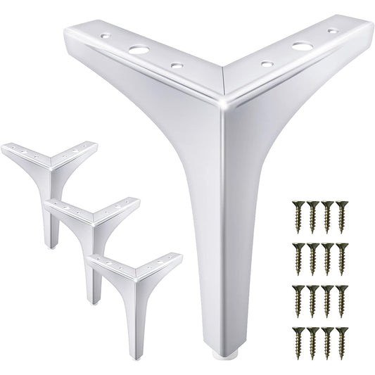 4Pcs Metal Furniture Legs Triangle Replacement Feet For Bed Sofa Cabinet Silver