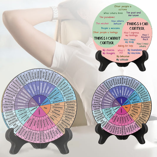 Double-Sided Mental Health Office Feelings Wheel Chart with Stand ST1