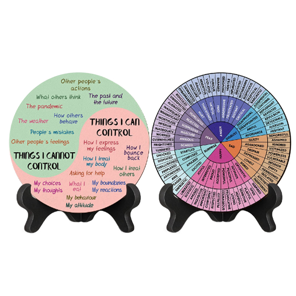 Double-Sided Mental Health Office Feelings Wheel Chart with Stand ST1
