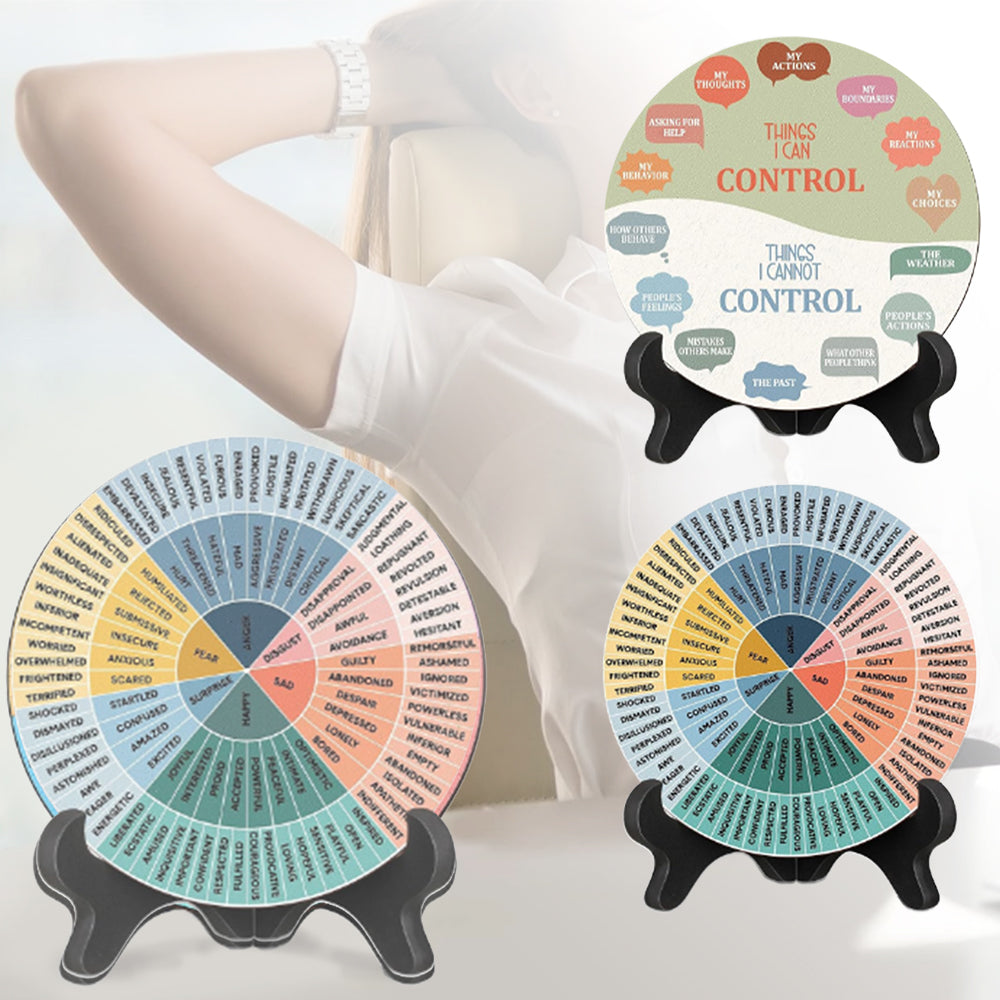 Double-Sided Mental Health Office Feelings Wheel Chart with Stand ST2