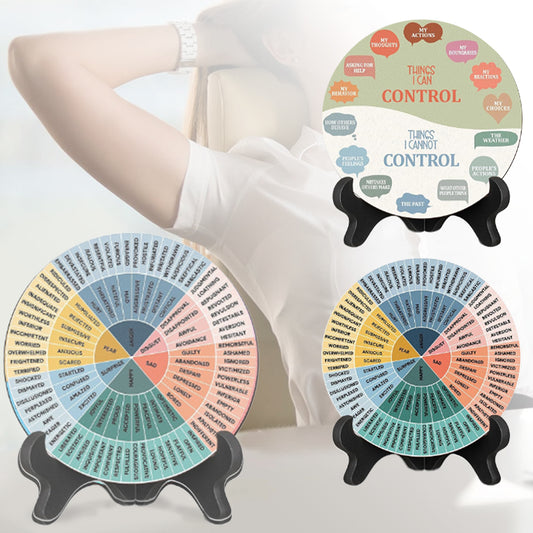 Double-Sided Mental Health Office Feelings Wheel Chart with Stand ST2