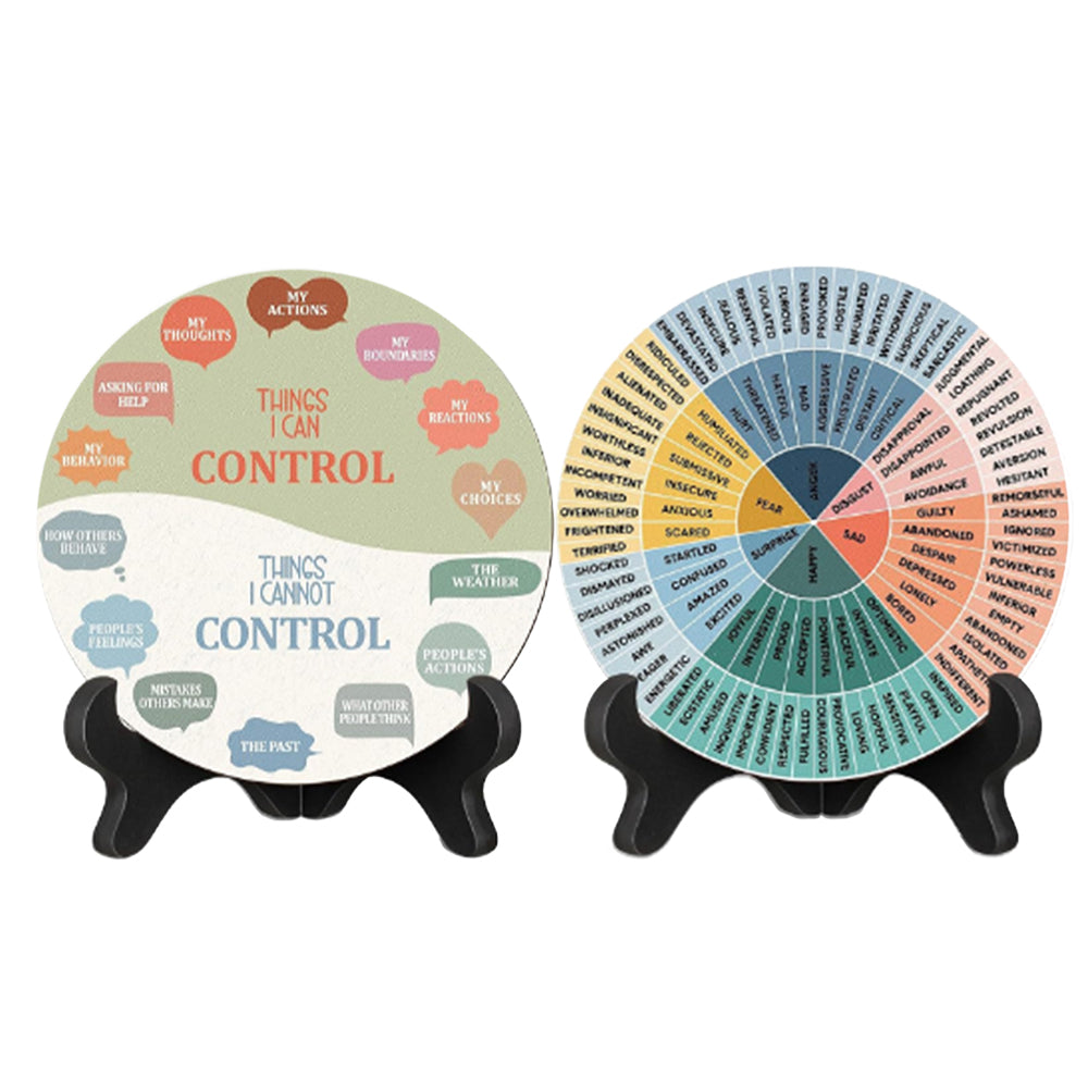 Double-Sided Mental Health Office Feelings Wheel Chart with Stand ST2