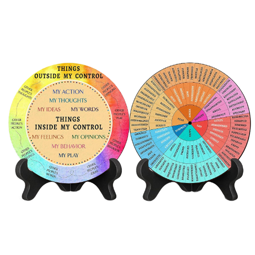 Double-Sided Mental Health Office Feelings Wheel Chart with Stand ST3