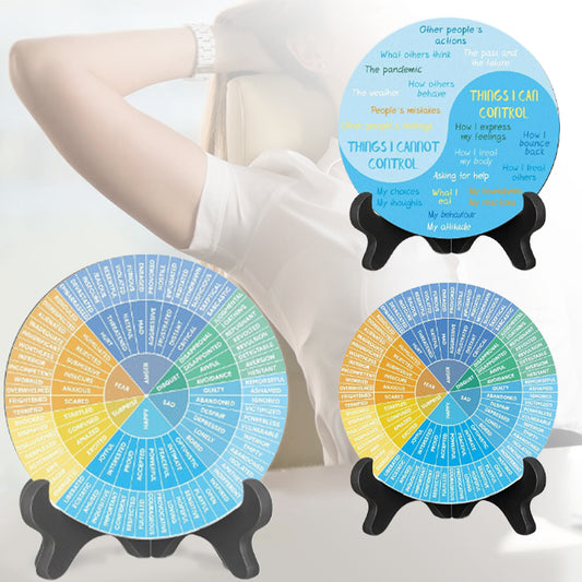 Double-Sided Mental Health Office Feelings Wheel Chart with Stand ST4