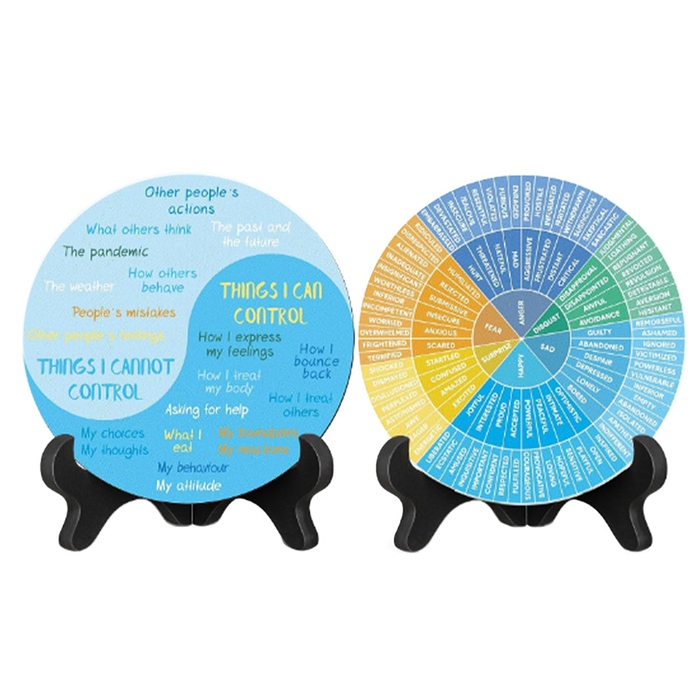 Double-Sided Mental Health Office Feelings Wheel Chart with Stand ST4