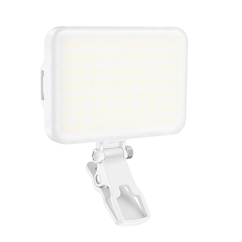LED Portable Selfie Light Video Lighting with Clip and Hot Shoe Mount White