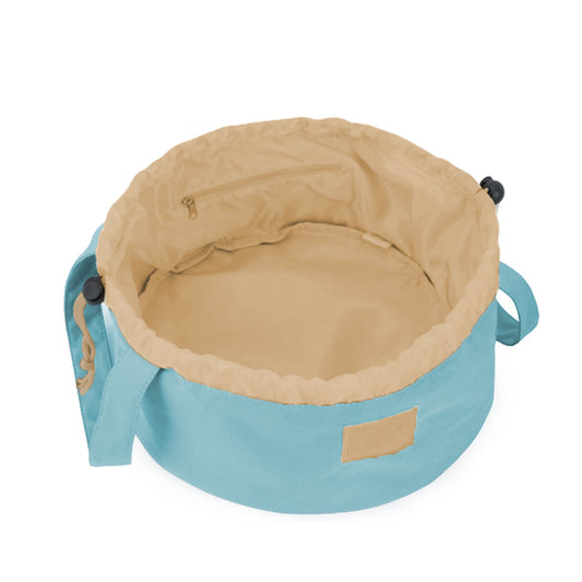 Large Barrel Drawstring Makeup Bag Travel Cosmetic Bag for Women Blue