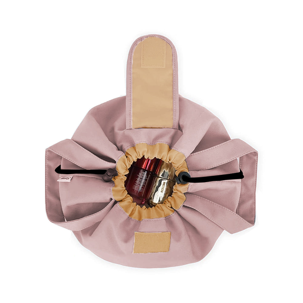 Large Barrel Drawstring Makeup Bag Travel Cosmetic Bag for Women Pink