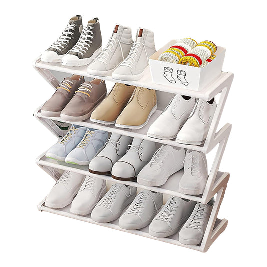 4 Tier Shoe Rack Storage Organizer Shelf Stand Shelves Shoe Storage White