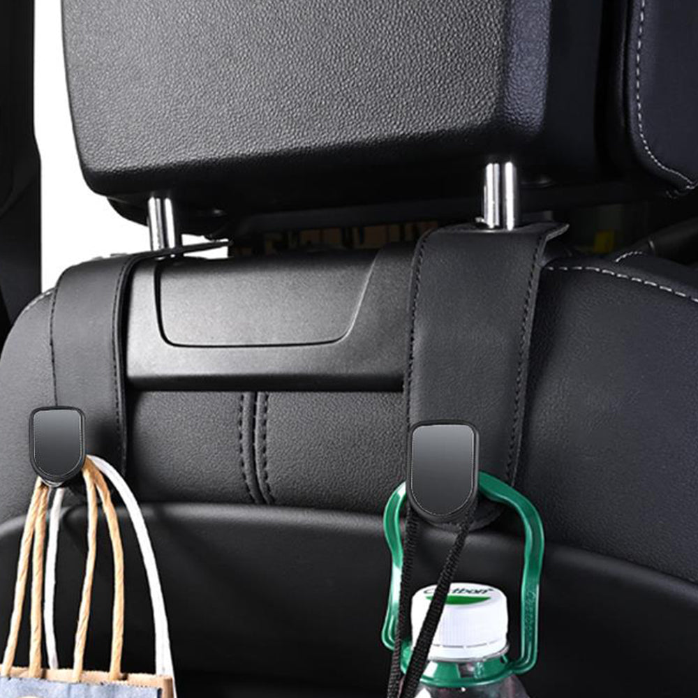 4Pcs Black Car Seat Headrest Hook Hidden Leather Car Seat Hanging Hook