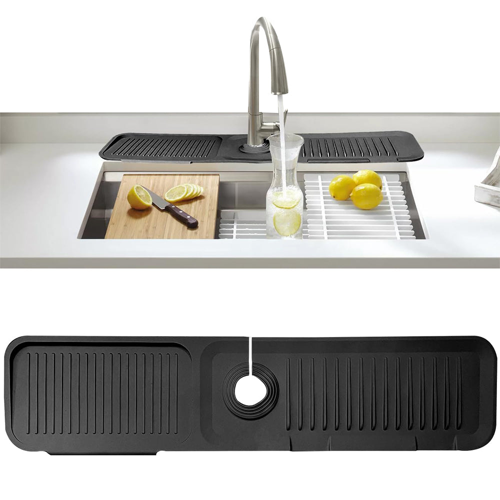 Silicone Sink Draining Mat For Kitchen Sink Splash Guard Bathroom Black
