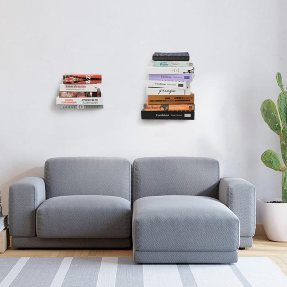 2Pcs Invisible Floating Bookshelf Wall Mounted Shelving Book Display Black