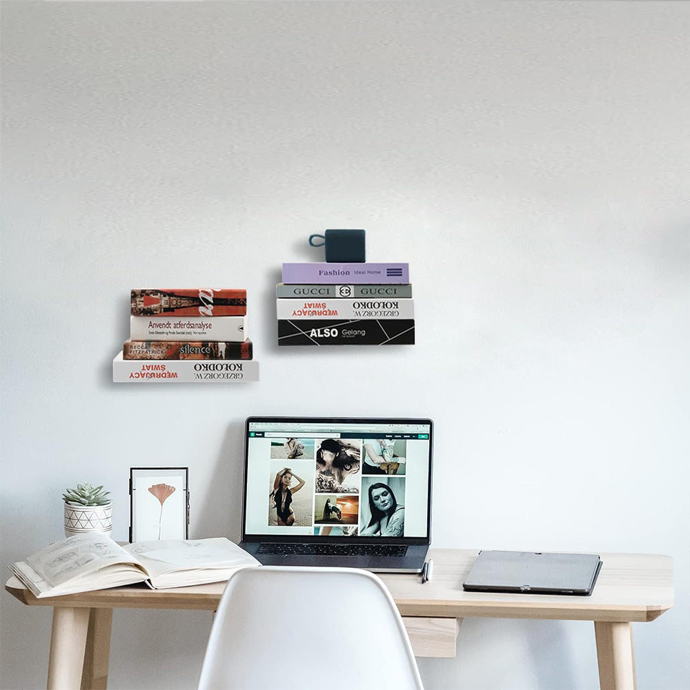Invisible Floating Bookshelf Wall Mounted Shelving Book Display White