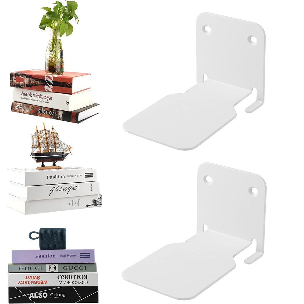 2Pcs Invisible Floating Bookshelf Wall Mounted Shelving Book Display White